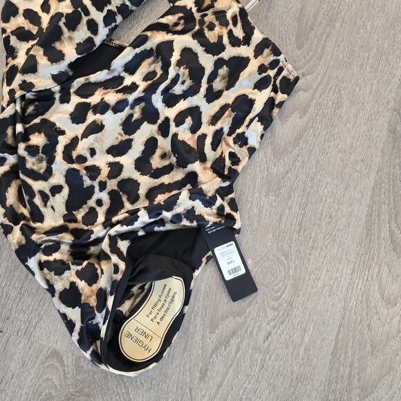 NWT Fashion Nova Wild For You Leopard Animal Print Swimsuit Size L  Cut-Out - Picture 5 of 8